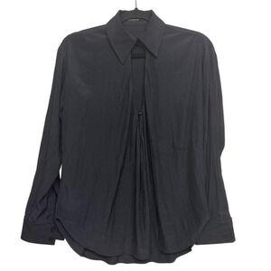 Calvin Rucker Black Button Front Long Sleeve‎ Blouse XS USA Made Minimalist